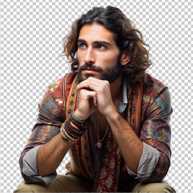 PSD bohemian man thinking