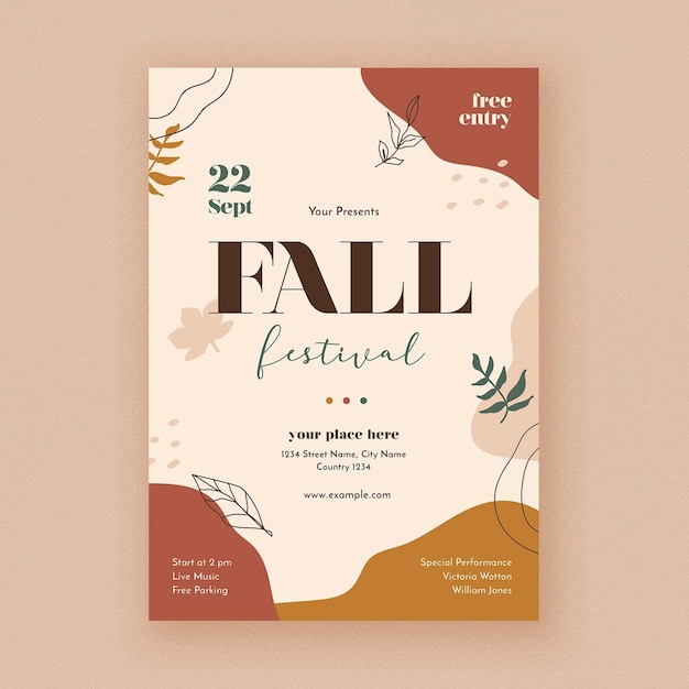 Boho Fall Festival Flyer with Abstract Pattern