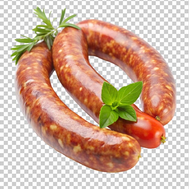 PSD boiled beef sausages isolated on transparent background