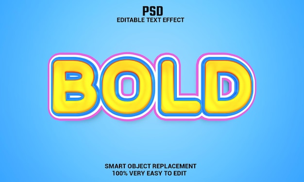 Bold 3d editable text effect with background Premium Psd