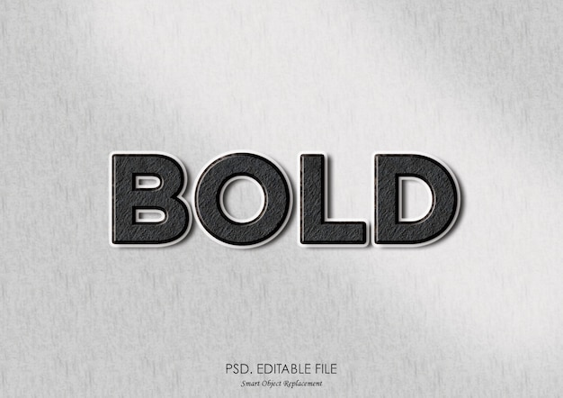 Bold 3d text effect texture mockup