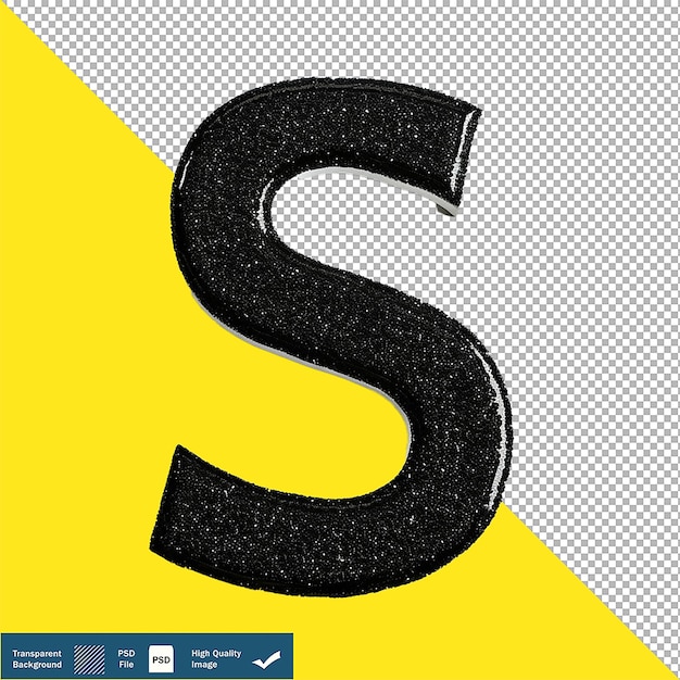 Bold Black Letter S on Transparent Background PNG PSD