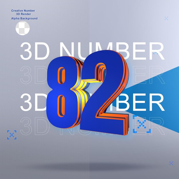 Bold blue 3d number82