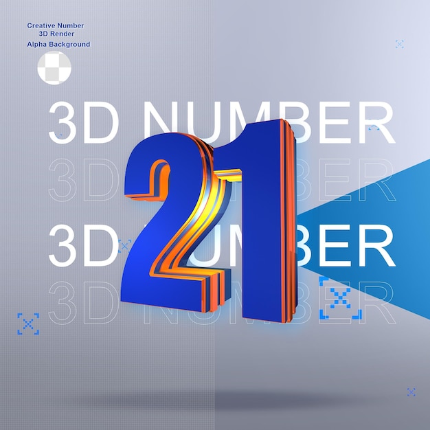 Bold blue 3d number