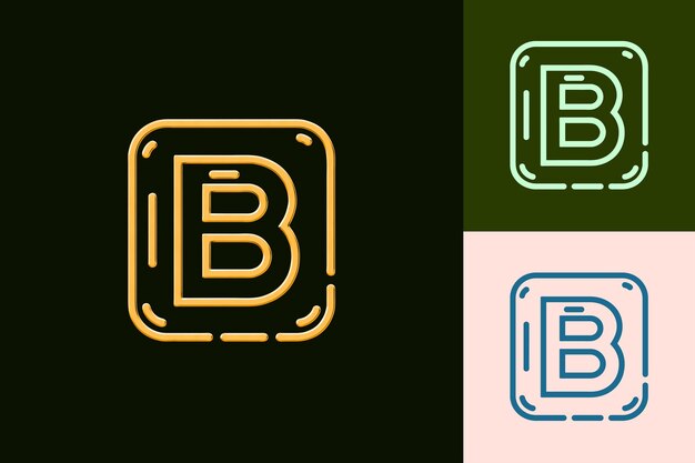 PSD bold icon with a capital letter b outline and a small line i abstract minimalist icon designs