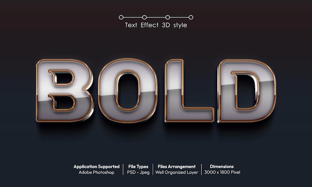 Bold text effect with 3d font style