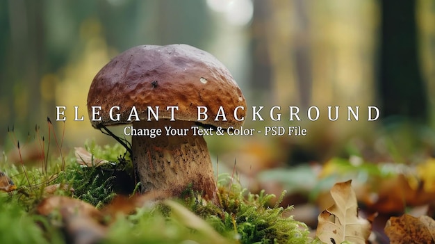 PSD boletus mushroom on forest floor