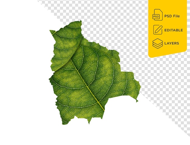 Bolivia Map Made Of Green Leaves On White Background Ecology Concept 3d Illustration