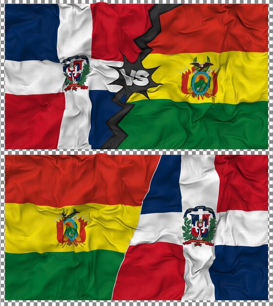 PSD bolivia vs dominican half combined flag cloth bump texture 3d rendering