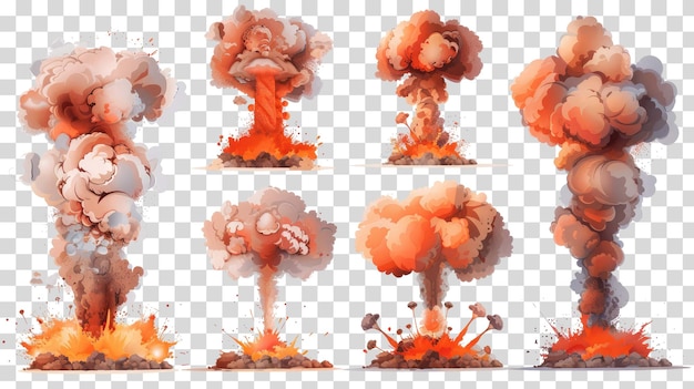 PSD bomb blast depiction on transparent background