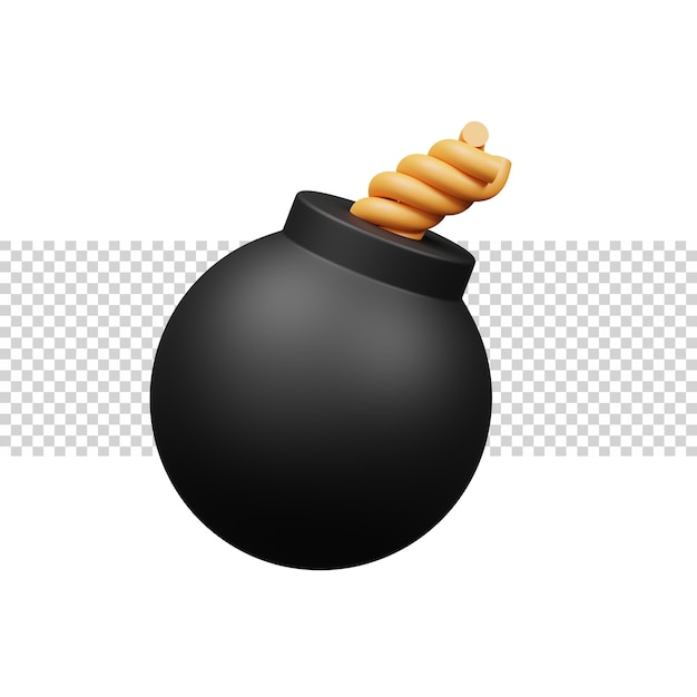 Bomb in sphere shape and black color icon 3d rendering icon for website or game. Black bomb icon