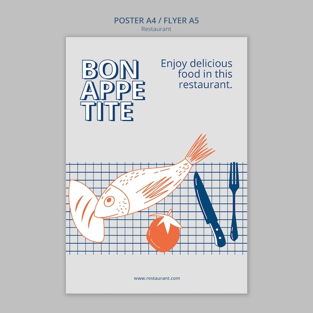 Bon appetite restaurant vertical poster template