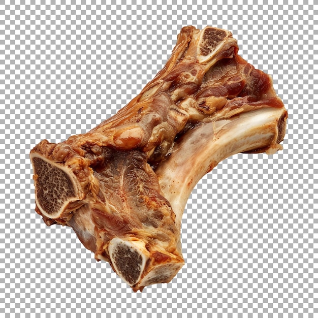 PSD bone with meat on transparent background ai generated