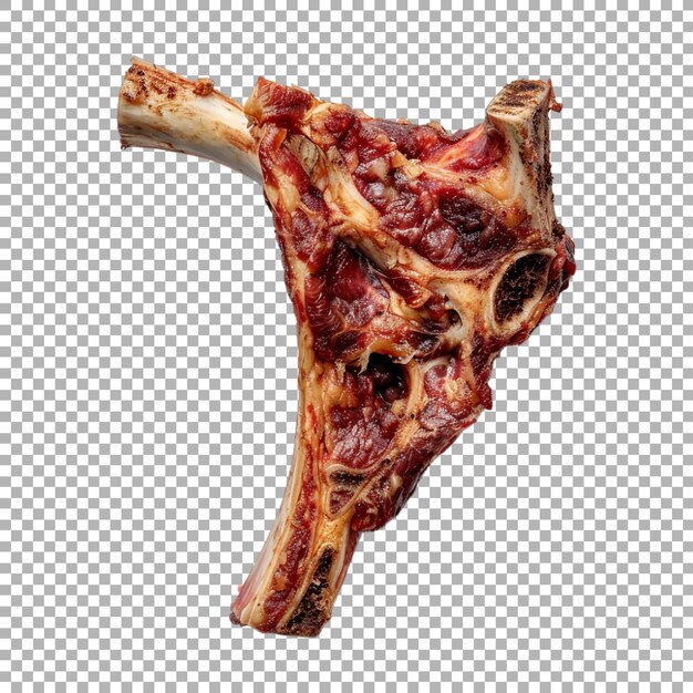 PSD bone with meat on transparent background ai generated