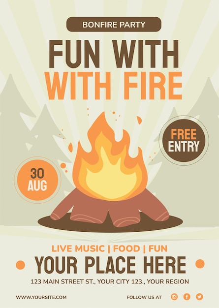 PSD bonfire poster template