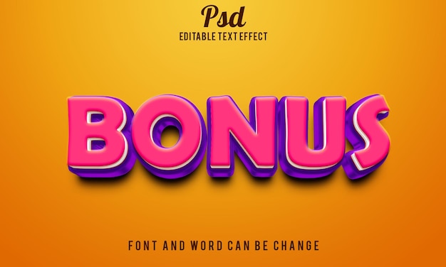 Bonus 3d editable premium bonus text effect