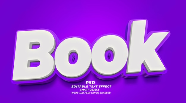 Book 3d editable text effect photoshop style