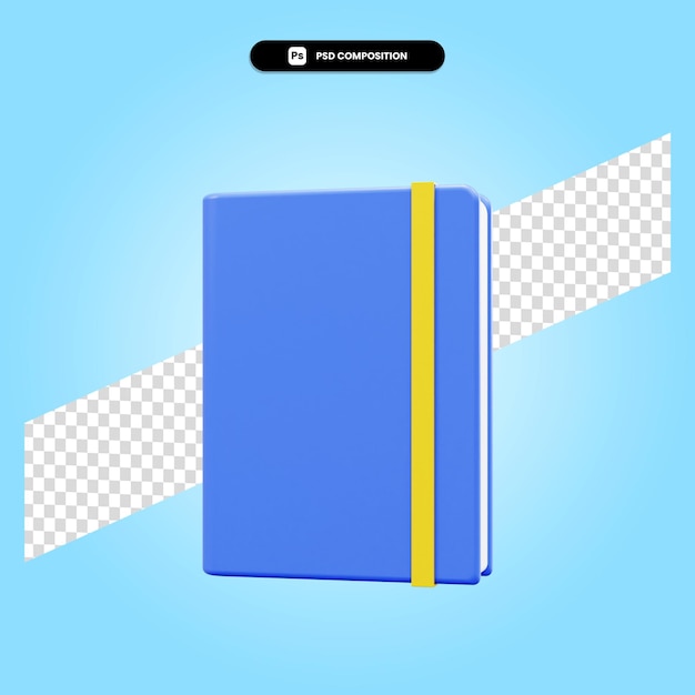 Book 3d render illustration isolated