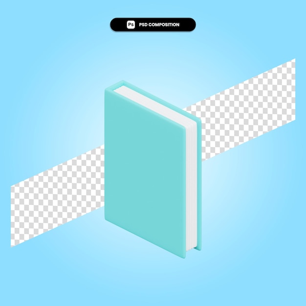 Book 3d render illustration isolated