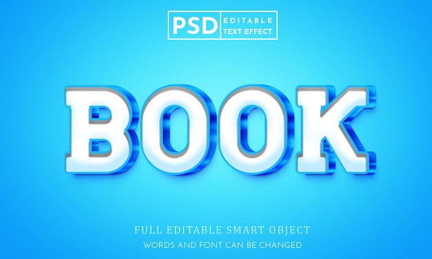 Book 3d text style effect psd premium template