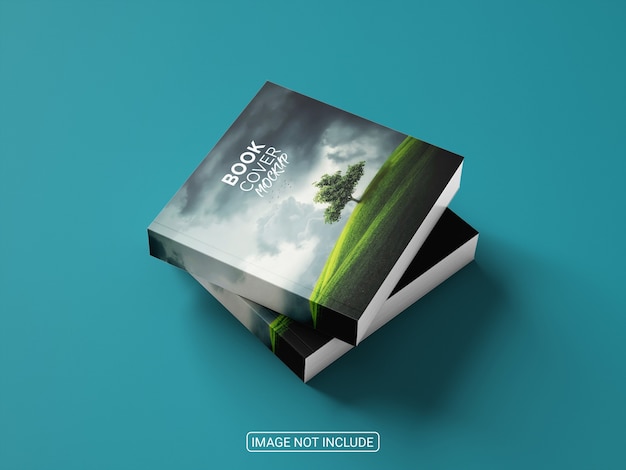 Book cover on blue background mockup