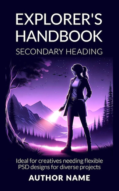 a book cover for a girl with a purple background with a girl standing in front of it