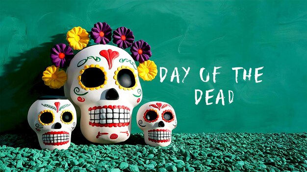 PSD book cover with a skull and flowers on it for day of the dead