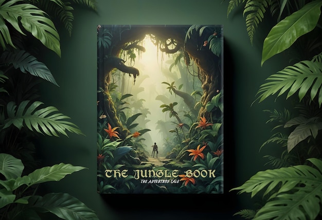 PSD a book cover with the title the jungle book written by the jungle