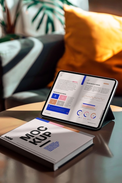 PSD book next to ebook mockup design