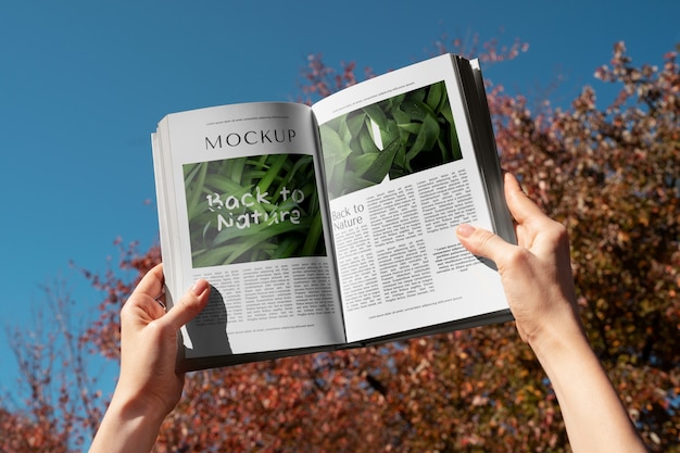 Book mockup in nature