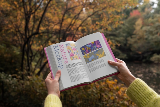 Book mockup in nature