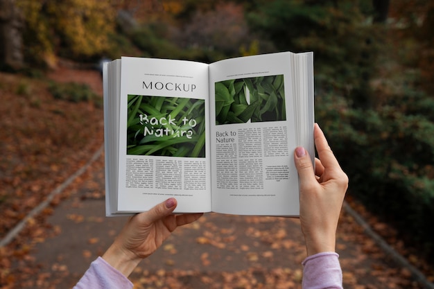 Book mockup in nature