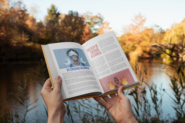 Book mockup in nature