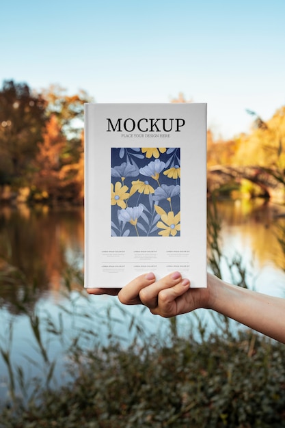 Book mockup in nature