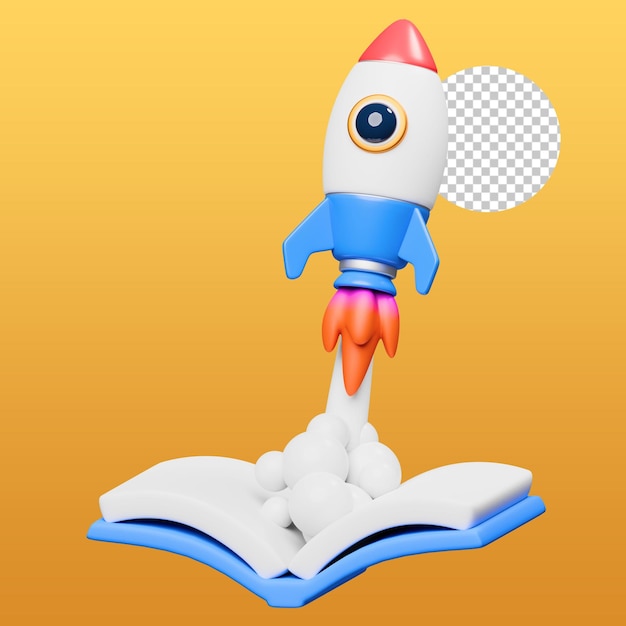 book rocket 3d illustration