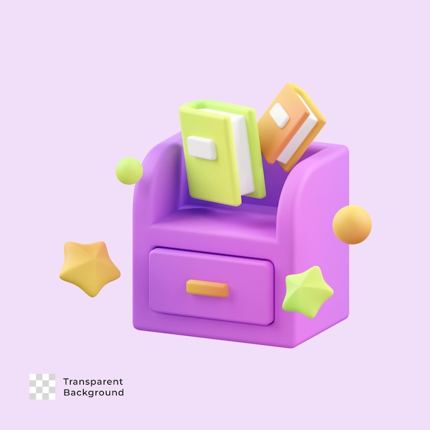 Book Shelf 3d render icon illustration