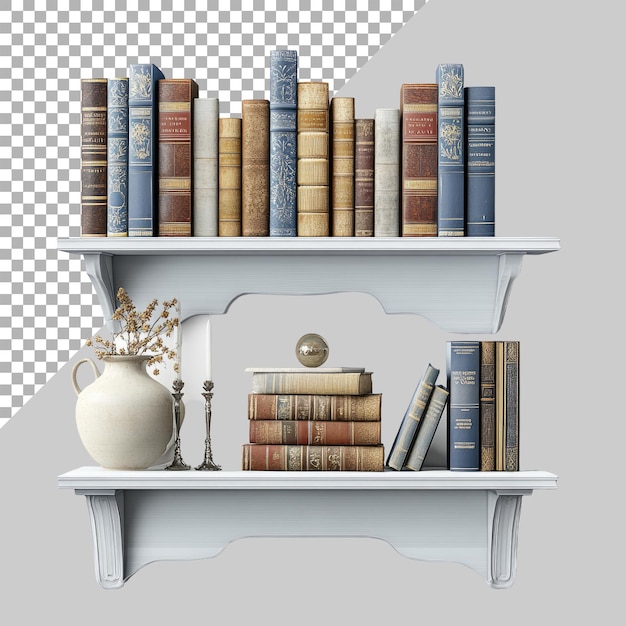 PSD book shelves on transparent background