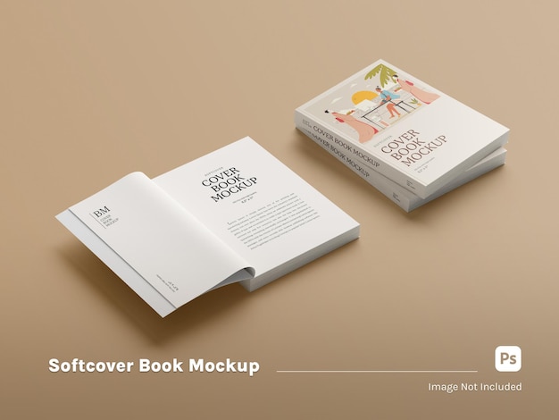 Book softcover mockup Isometric High-level view