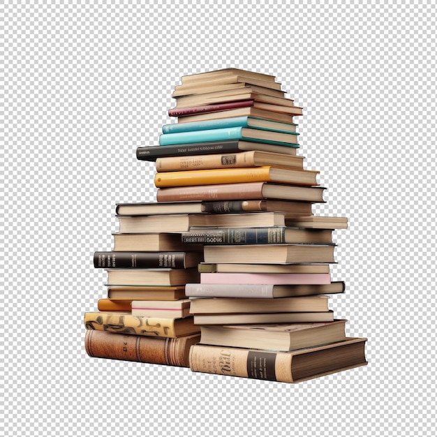 Book and stack of letters isolated on transparent background