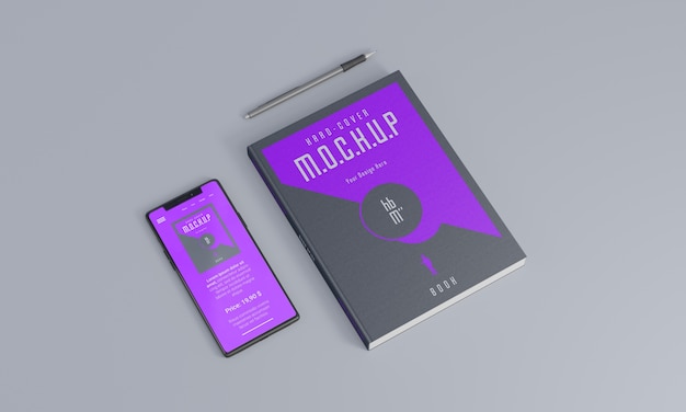 Book stationery desing mockup