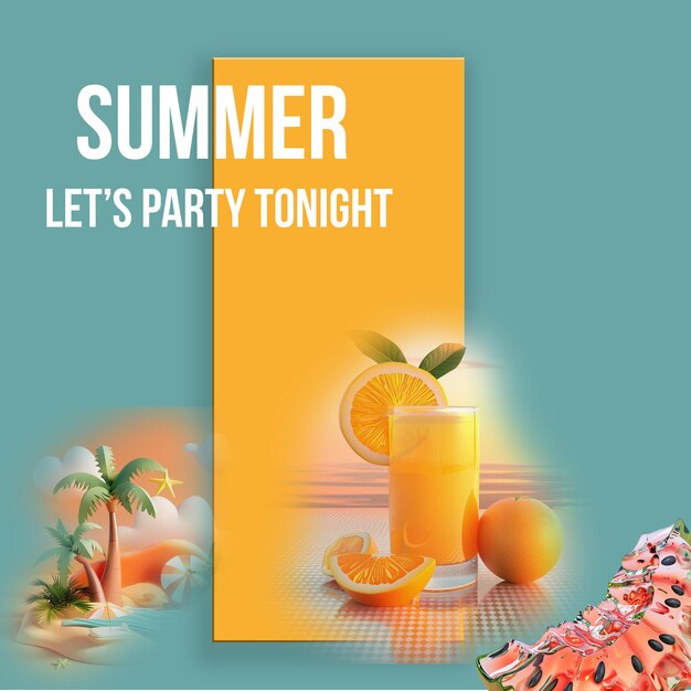 PSD a book that says summer party on it