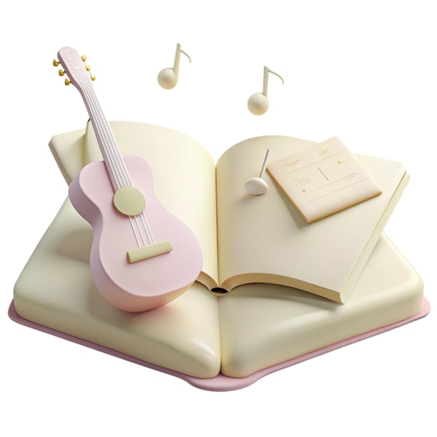 PSD a book with a guitar on the cover and the word quot music quot on the side