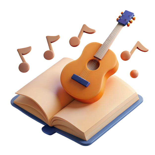 PSD a book with a guitar on the cover and the words quot music quot on the top