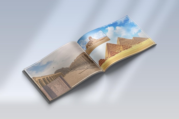 a book with a picture of the pyramids on it