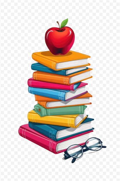 PSD a book with a red apple on top of it