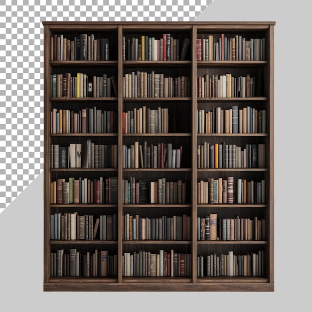 PSD bookcase on transparent background