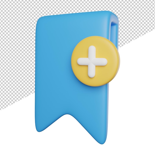 Bookmark Add Address side view 3d rendering icon illustration on transparent background