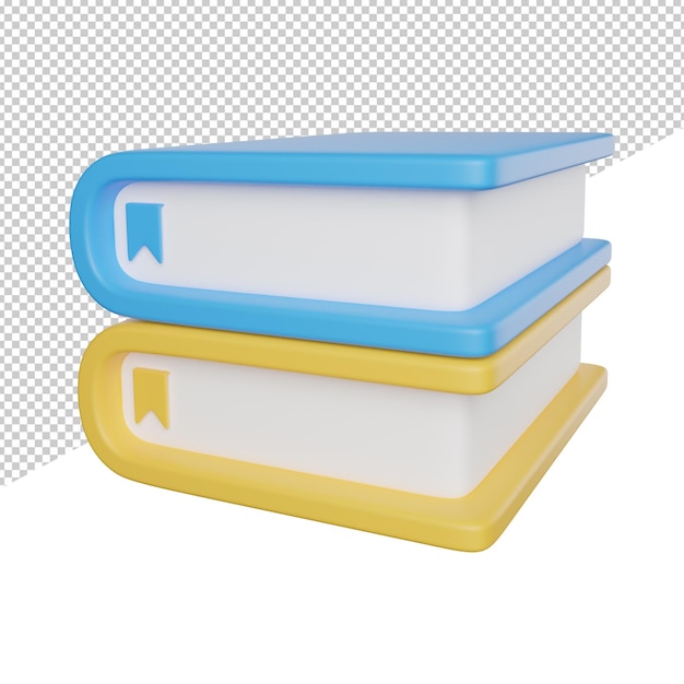 Books Learning Study side view 3d rendering icon illustration on transparent background