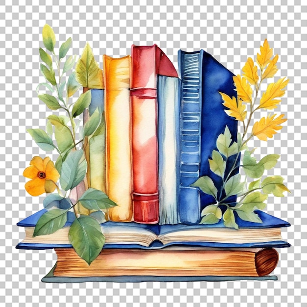 PSD books on the shelf vector colored illustration school theme flat design