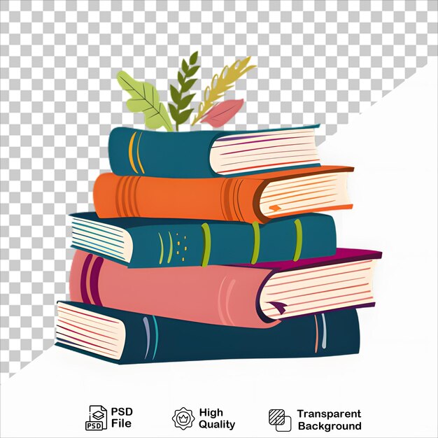 PSD books in a stack illustration with no background